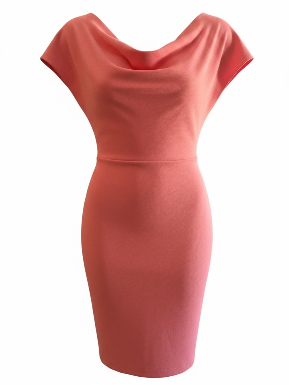 Alexia Admor - Elegant Baby Pink Sheath Dress with Cowl Neck